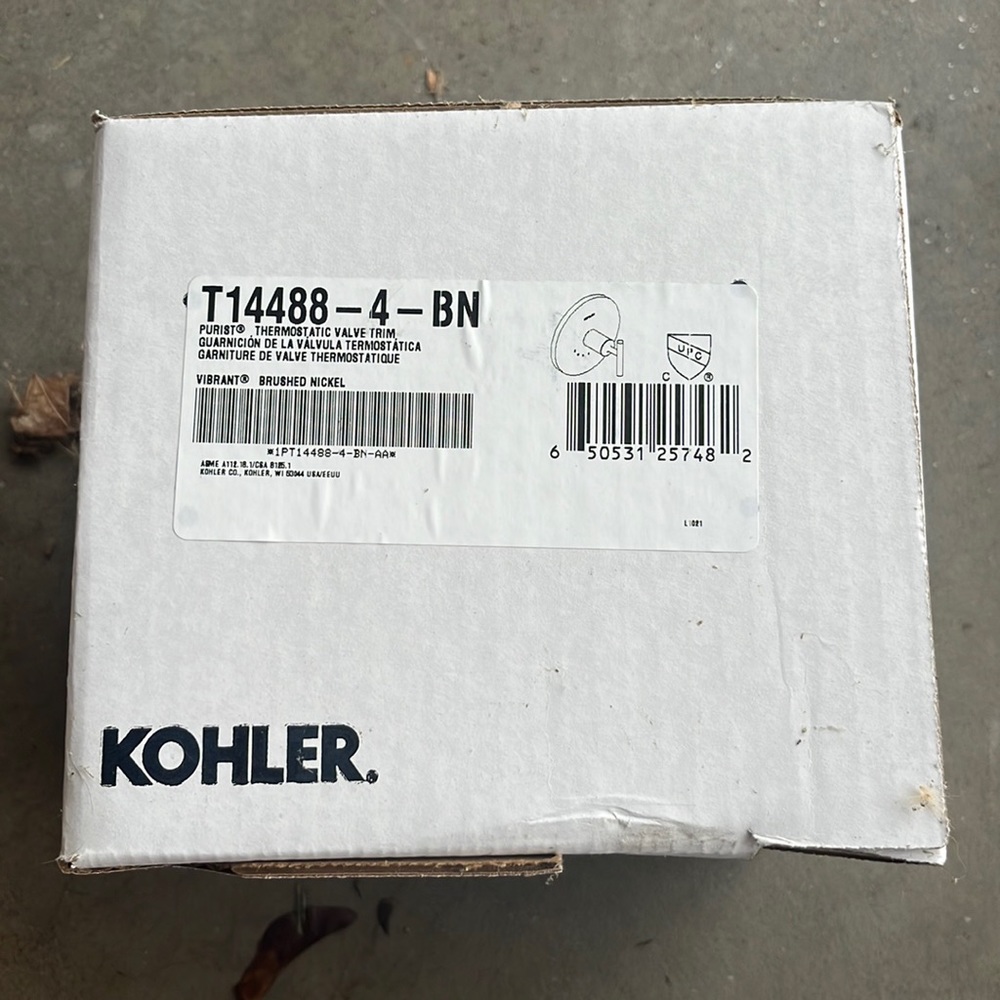 KOHLER Purist thermostatic valve firm, brushed nickel